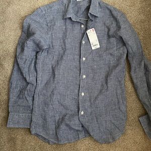 Uniqlo men’s premium linen checked shirt